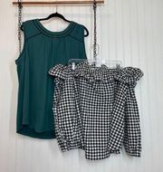 NEW 41 Hawthorn Rachel Roy Blouse & Black Check Ruffle Off Shoulder Top SET 2X