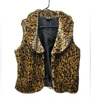 Vintage Blair Two Twenty Collection faux fur leopard cheetah print vest Size L