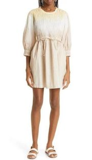 Apiece Apart Aldea Smocked Organic Cotton Minidress