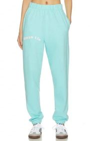 NWT  Sweatpants - Aqua Blue w/ Pale Pink Text