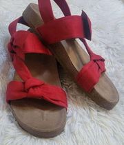 JOURNEE COLLECTION Xanndra womens sandals shoe size 9.5 M red fabric upper NEW