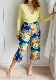 Ralph Lauren floral print Capri Pants Size 10 Summer Spring Bold Bright