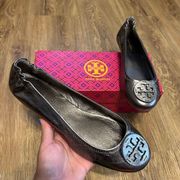 TORY BURCH leather metallic ballet flats shoes women’s 9 new in box