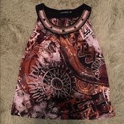 4/$25 Brown Multicolored Tank Top