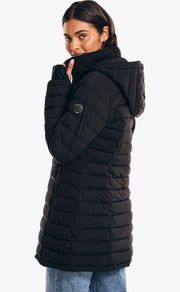 NWT Nautica Black Lightweight Puffer Jacket with Removable Hood MSRP $200 - XS