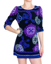 Retro Y2K  International Concepts Purple Abstract Geometric Hippie Mini Dress