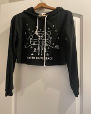 “I Need Some Me Space” Alien Crop Hoodie