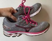 Mizuno Women’s Wave Rider 20 Pink & Gray Running Shoes