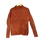 Philosophy Women's Cable Knit Mock Neck Sweater Rust Color Medium