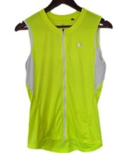 Pearl Izumi Women's Neon Yellow and White Performance Cycling Zip Up Vest Large