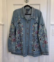 Embroidered Jean Denim Jacket 