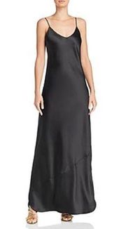 Happily Grey x  Black Satin Spaghetti Strap Maxi Slip Dress Small NWT