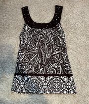 Brown and white patterned sleeveless top never worn 