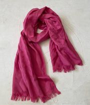 Monogram Signature  Print Wrap Scarf Wool & Silk Light Pink