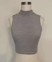 Mock neck striped crop top