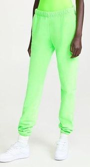 Good American Womens Size 7 4XL Sweatpants Boyfriend Neon Green Cotton Terry NEW