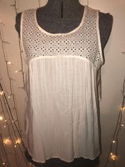 White laser cut tank top