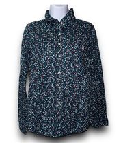 U.S. polo assn. blue floral button down shirt women’s size medium