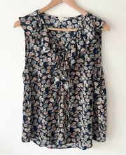 Perch by BLU PEPPER 2XL Blue Daisy Floral Print Sleeveless Blouse Top Spring