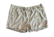 Cloth & Stone Tencel Shorts Size XL Pockets Pull On Green Women's Frayed Raw Hem