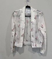 Lucy Paris White Pink Floral Embroidered Bomber Jacket‎ Women’s Size Small B0062