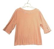 Blair Striped Boatneck Shirt Size XL orange white stripes short sleeve nautical