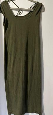 New York & company green cotton strap dress dress size small