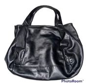 Ann Taylor Black Leather Satchel Bag Purse