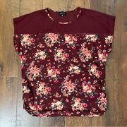 LOVE J burgundy floral top, plus size 2X