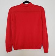 Vintage Pendleton Mock Neck Virgin Wool Sweater Red Zip Back Closure Size 38