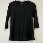 Bobeau Women’s 3/4 Stripe Casual Knit Tee Shirt Black Size Small NWT