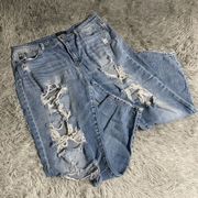 Judy Blue Boyfriend Jeans Womens 13/31 Blue Denim Ripped Distressed Stretch