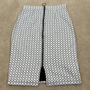 Maeve by Anthropologie White Black Full Zip Pencil Stretch Lined Skirt Women XS