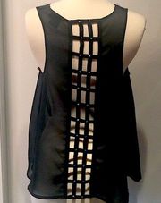 Sheer black caged back top