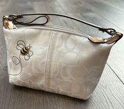 Limited Edition COACH Signature Optic White Cream Monogram Bumble Bee Mini Hobo