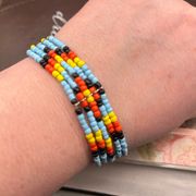 Handcrafted Unisex Colorful Beaded Aztec Seed Bead Multi Strand Bracelet