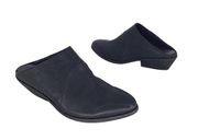 Eileen Fisher Vacetta Leather Heeled Slides in Black