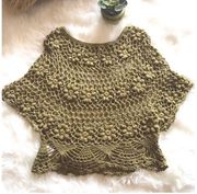 Olive Green Crochet Knit Poncho Top