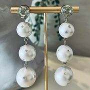 ASOS Creamy White Faux Pearl And Rhinestone Statement Earrings