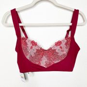 Free People INTIMATELY  NWT Rare Red Wine Love Story Heart Lace Bralette Bra