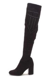 Silent D Black Over the Knee Boots Cut Out Design Heeled Boot Women's EU Size 36