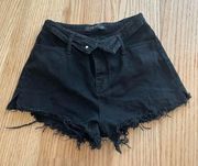 Black Fold Over Jean Shorts