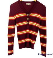 It's Our Time Ribbed Retro 70’s Style Striped Burgundy Top Size XXL