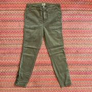 J.Crew  ARMY GREEN OLIVE SKINNY CARGO ZIPPER PANTS