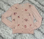 pink button down cardigan top with gems