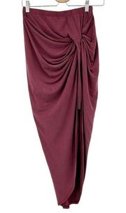 ALYA Francescas Womens Modal Pull On Side Knot Wrap Midi Skirt Size M Mauve NWT