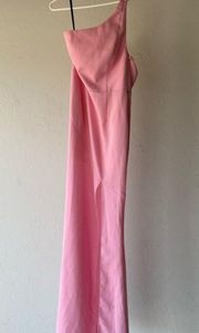 NBD pink one shoulder formal maxi dress