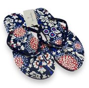 Vera Bradley Womens Flip Flops Size Small 5 6 Red White and Blossoms Sandals NEW