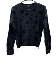 Rails Black Marlo Flocked Hearts and Stars Side Zipper Sweater Size S