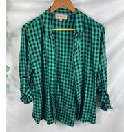 46 Philosophy Green Plaid Button Down Shirt S